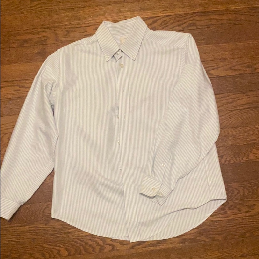 Boys light blue and white pinstripe button down